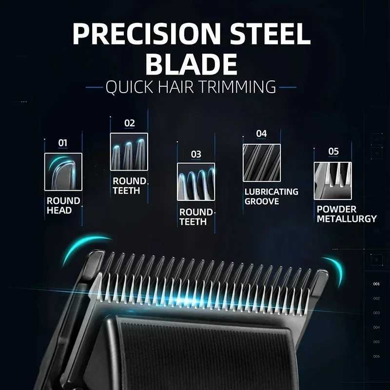 KEMEI 1858 DLC Blade Electric Hair Clipper Professional Barber Usb Charging Hair Clipper W241212
