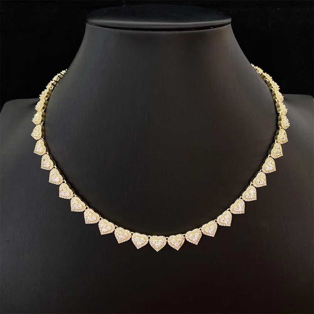 Pendant Necklaces Fine Hip Hop Sier Vvs Moissanite Dia Iced Out Heart Bracelet Tennis Chain Jewelry Women Men Necklace Drop De Otk8U