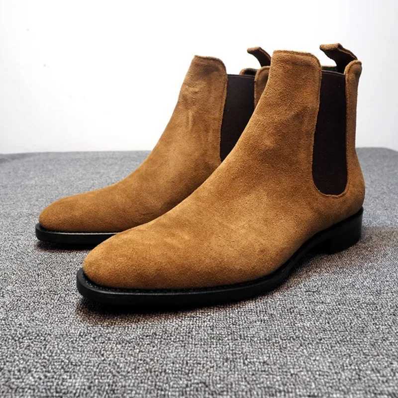 Faux Deerskin Chelsea Boots Casual Mens Boots Suede High-top Shoes Boots Men Zapatos De Hombre Botas De HombreXJ241212