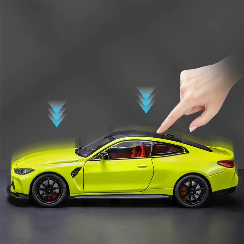 1 24 M4 G82 Coupe Alloy Sports Car Model Diecasts Metal Vehicles Car Model Simulation Sound Light Collection Chlidrens Toys Gift 241212