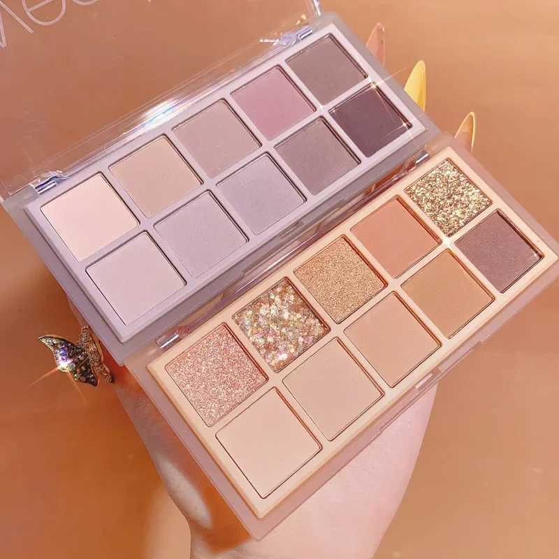 10 Colors Shimmer Matte Eyeshadow Palette Nude Glitter Shiny Pigment Eye Shadow Long Lasting Waterproof Make Up Palette CosmeticW241212