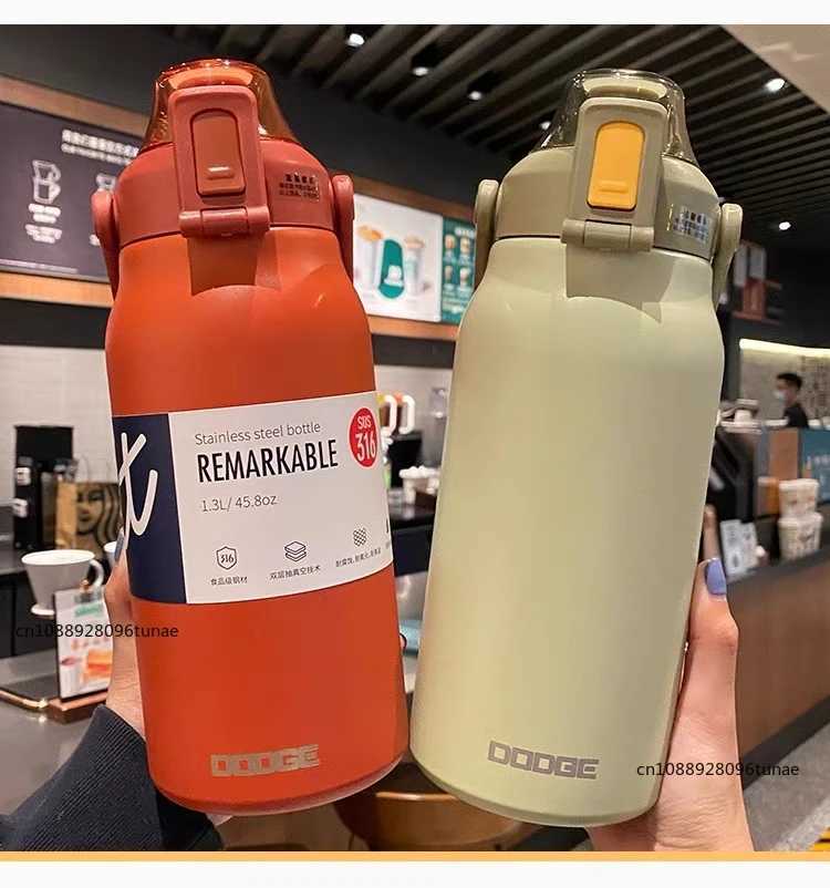 Dodge 1300ML/1700ML stainless steel hot water bottle sports water bottle keeps hot and cold g hot drink cup Y241211
