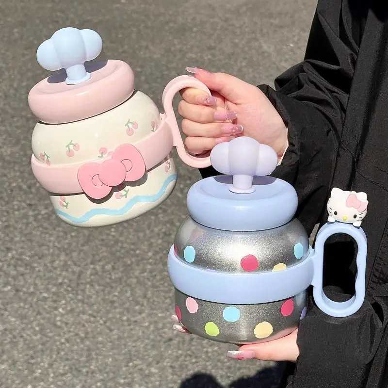 700ml Large Capacity Cute Straw Crazy Cup My Melody Cartoon Childrens Stainless Steel Cup Gift Y241211