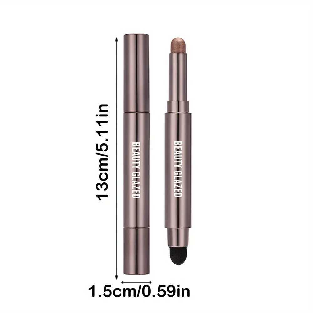 Beautiful glass 10 color eye shadow stick durable waterproof eye shadow pen double head brush matte and shimmerW241212