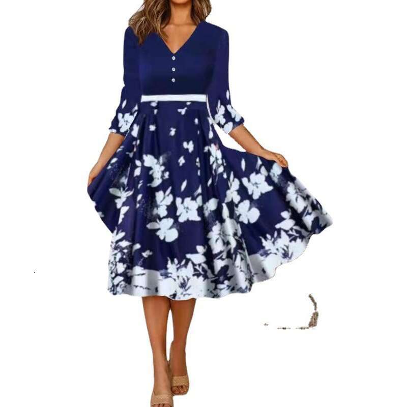 Mid length mid waist skirt set, temperament for commuting, single printed black quick drying skirt, 2024 new casual versatile fashion clothing