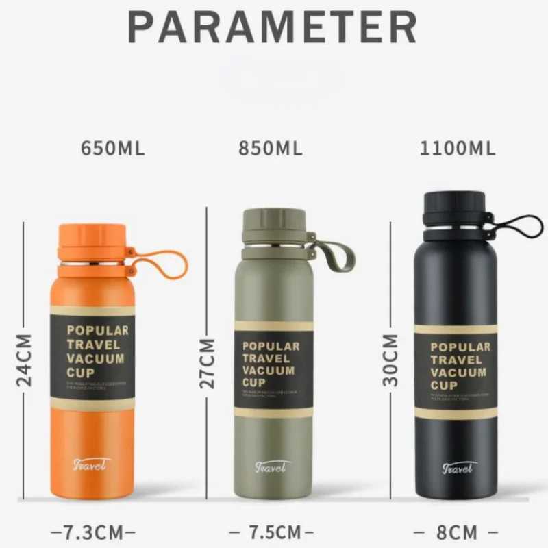 650ML 850ML 1100ML Hot Double Stainless Steel Sports Vacuum Flame Outdoor Climbing Fitness Hot Bottle Tea Crazy Cup Y241211