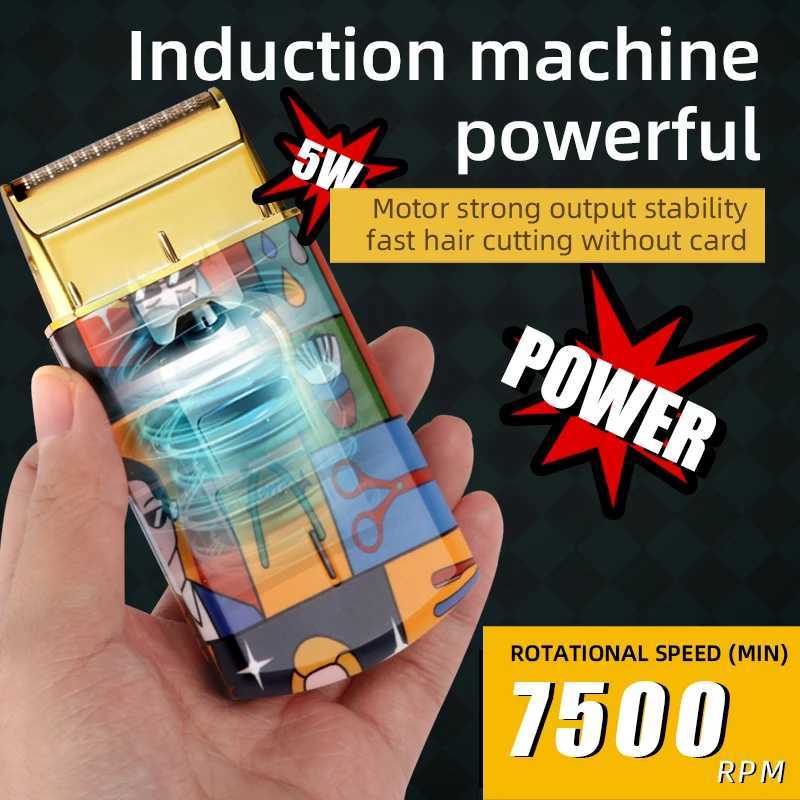 Kemei Titanium Double Foil Reciprocating Electric Shaver Professional Hair Clipper Shaver Mens Graffiti Pattern KM-RS7098 W241212
