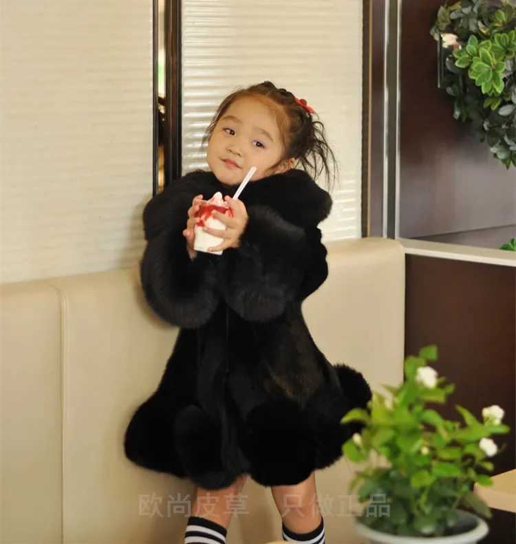 Winter Clothes for Girls 2023 New Kids Boutique Coat Thicken Korean Imitation Fur Autumn Fox Hair Cotton Warm Large Fur CollarXJ241211