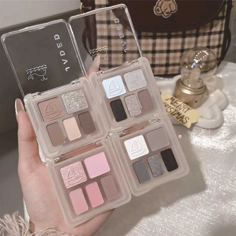 JADED Five Color Purple Pink Flash eye shadow Makeup Palette Waterproof Simple Color Shiny Silver Grey Matte Black eye shadowW241212