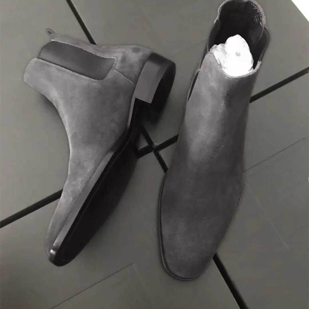 Faux Deerskin Chelsea Boots Casual Mens Boots Suede High-top Shoes Boots Men Zapatos De Hombre Botas De HombreXJ241212