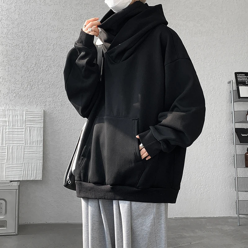 MXXXXXXXXL Large Mens Zipper Hoodie Solid Color Long Sleeve Sweater with Pocket Top 8XL 7XL 6XL 241206