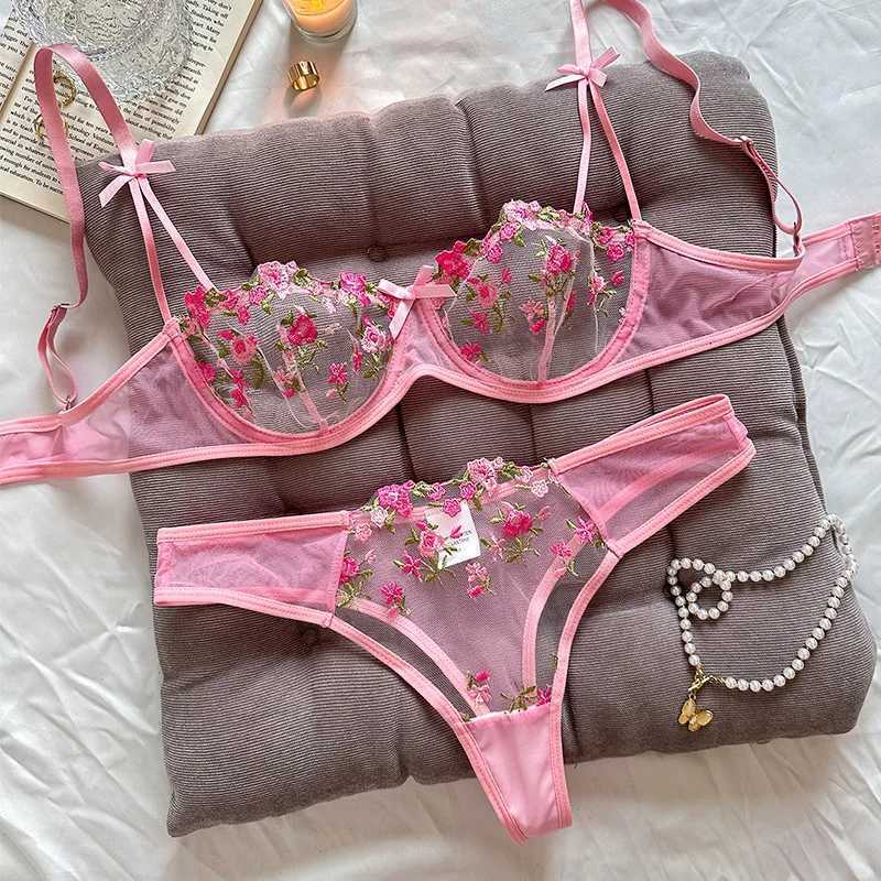Embroidery Lace Babydoll Sensual Lingerie Lace Bra Set For Women Underwear Intimate Sexi Comes Bra And Panty Set sexyXJ241212