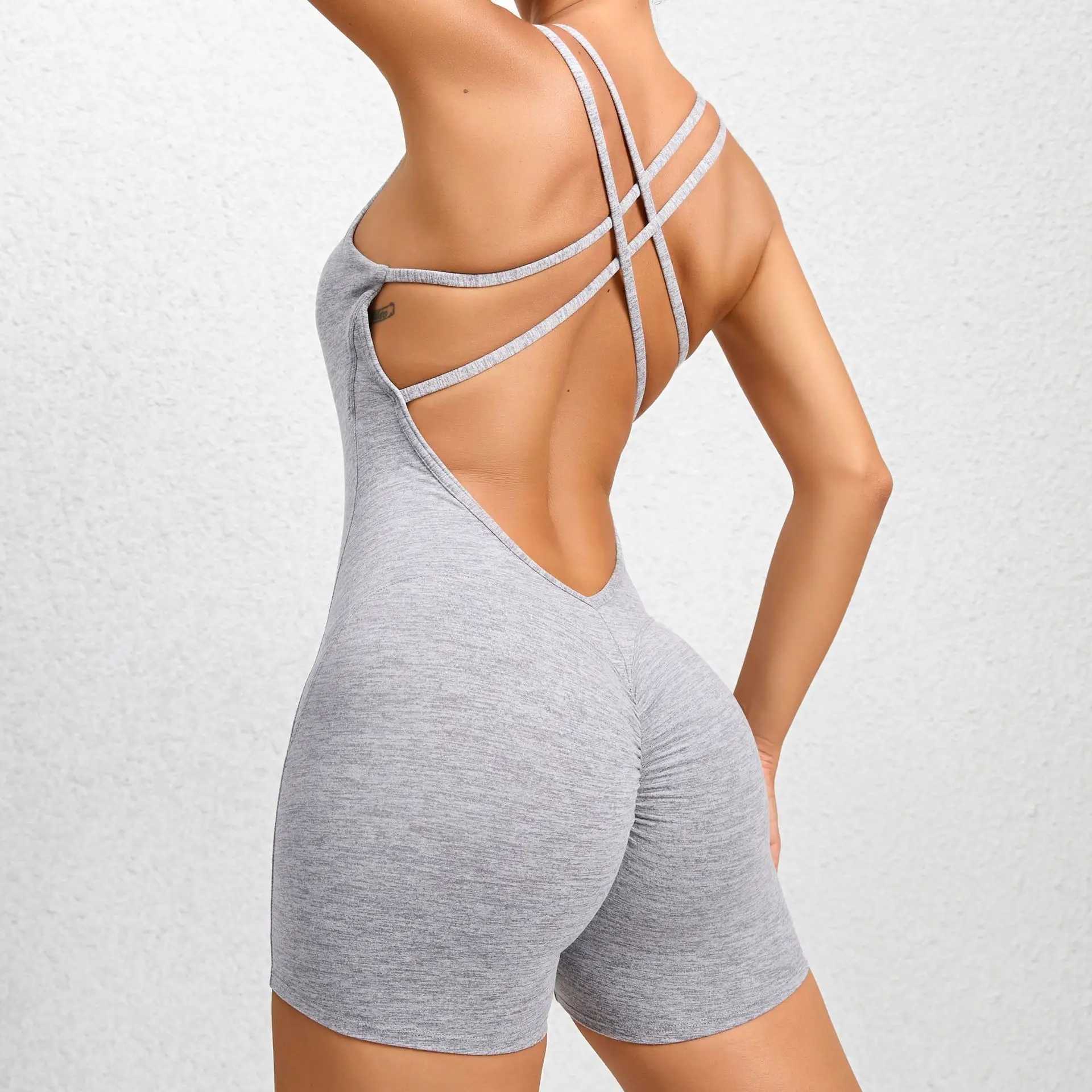 2024 One Pieces Fa Short Jumpsuit Playsuit Sexy Bodysuit Yoga Woman Shorts Fit Sports Workout Overalls Mono Streetwear W241212