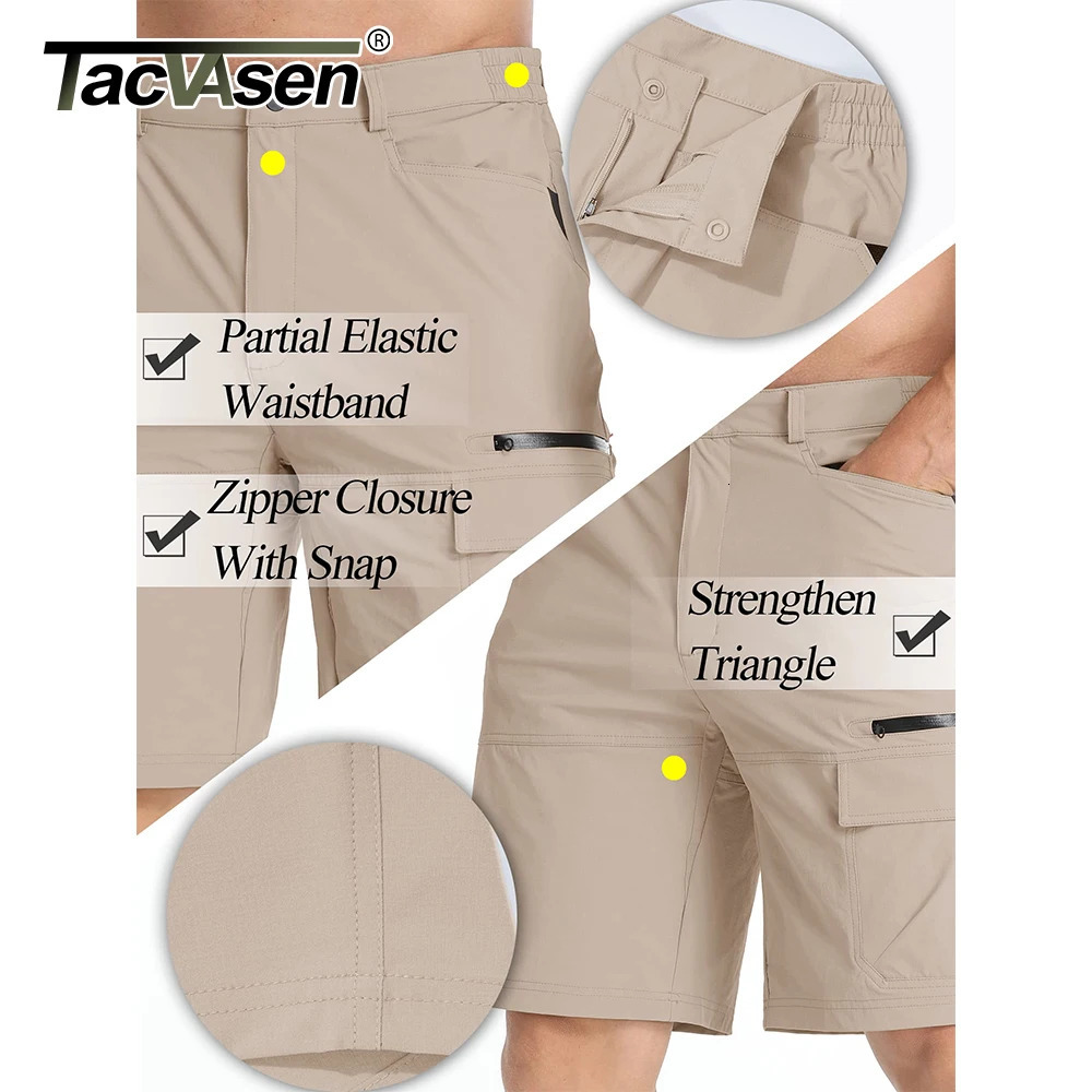 TACVASEN summer mens quick drying work shorts casual hiking cargo shorts multi pocket lightweight outdoor fishing shorts 241211