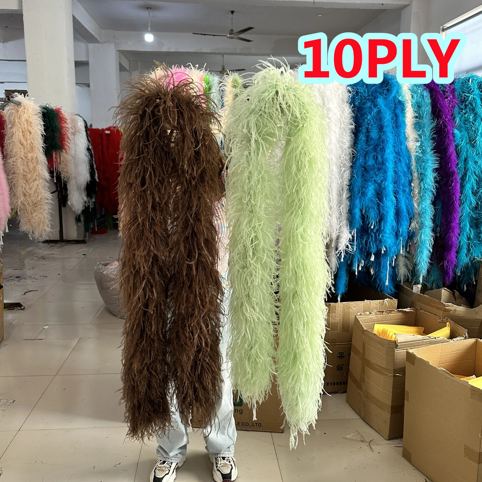 6ply 10ply Ostrich Feather Boa Decoration 1M 2M Customized Ostrich Plumes Shawl Wedding Party Clothing Decoration Plumes Scarf 241212