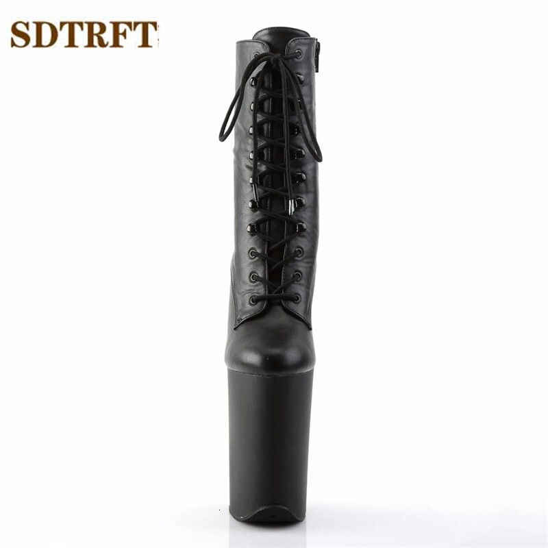 SDTRFT Pole Dancing Ankle Boots 23Cm Thin Heels Sexy Fetish Patent Hoof Platform Botas Mujer Ladies Shoes Woman Wedding Pumps