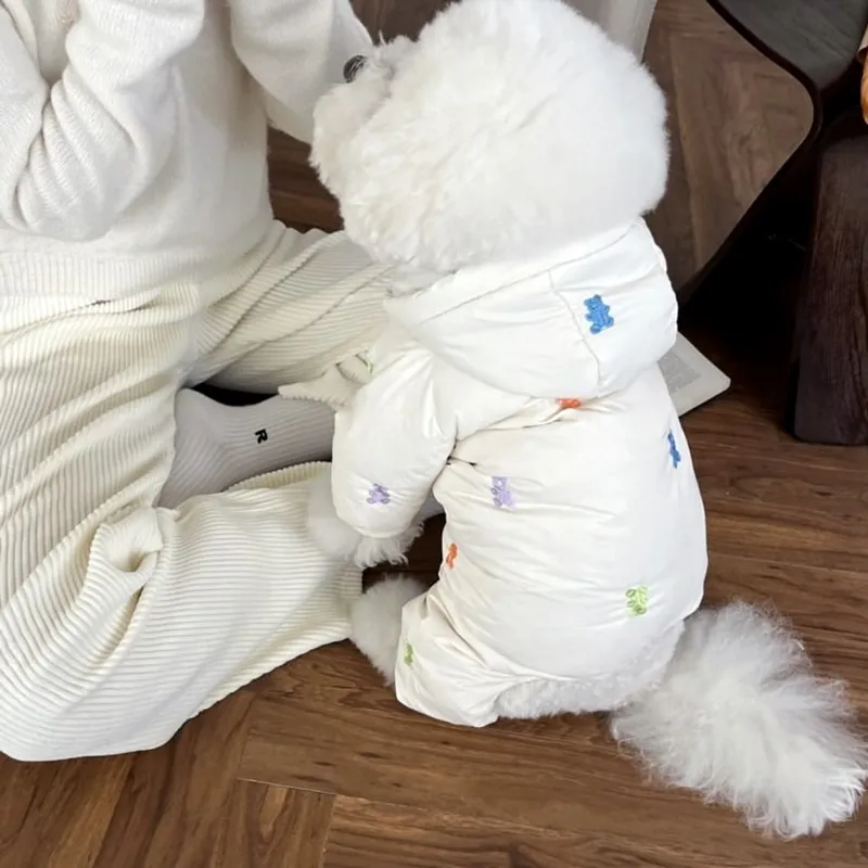 Dog Apparel Pet Four Legged Parks Teddy Jumpsuit Embroidered Coat Autumn And Winter Clothing Small Yorkshire Puppy HF69