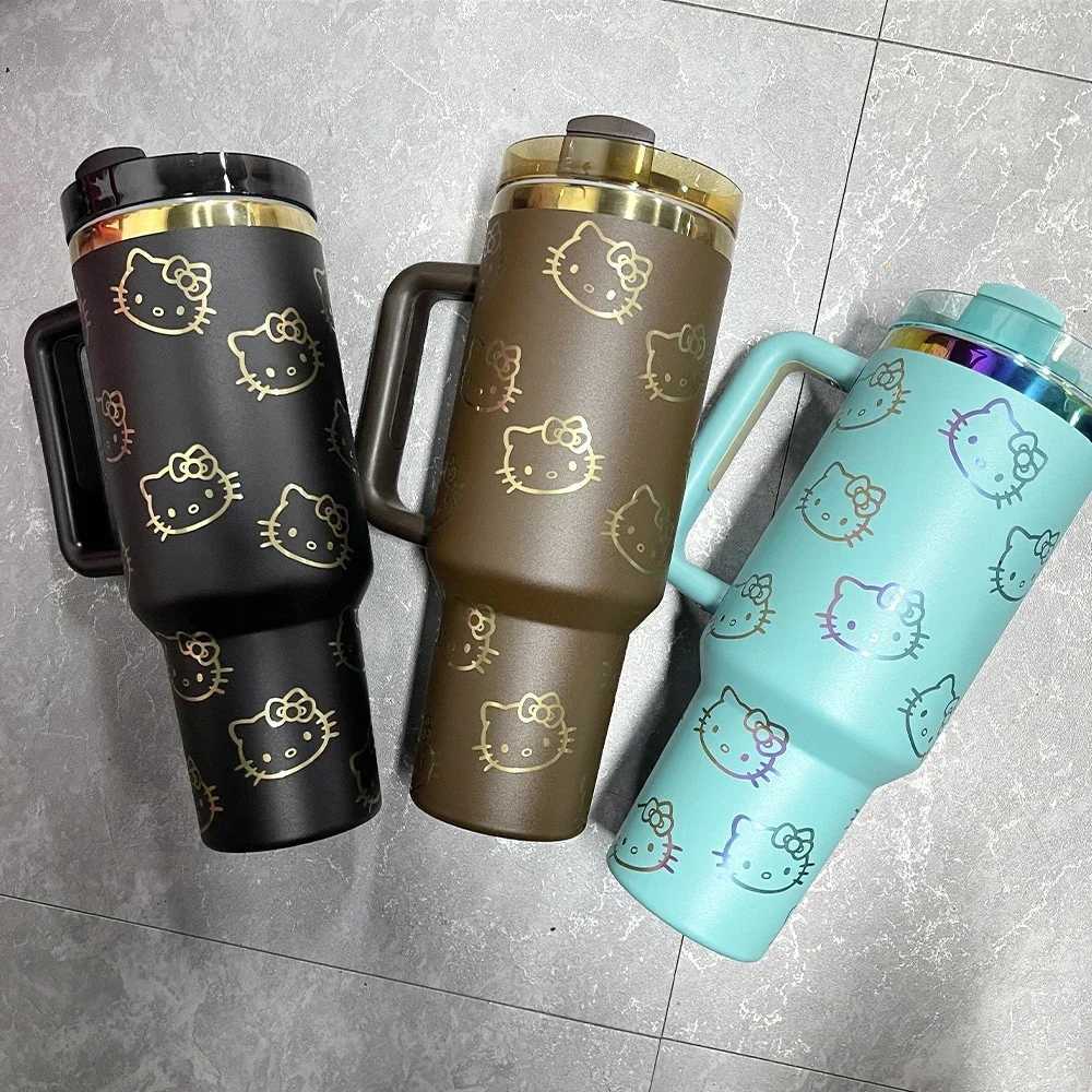 40 oz Insulated with Lid and Straws stainless steel coffee cup vacuum leak coffee cup with handle Y241211