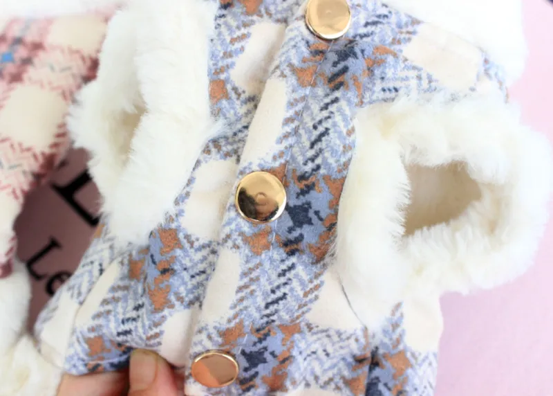 Dog Apparel Fashion Plaid Harness Jacket Winter Warm Pet Clothes For Small Dogs Chihuahua Yorkies Coat Puppy Pets HF72