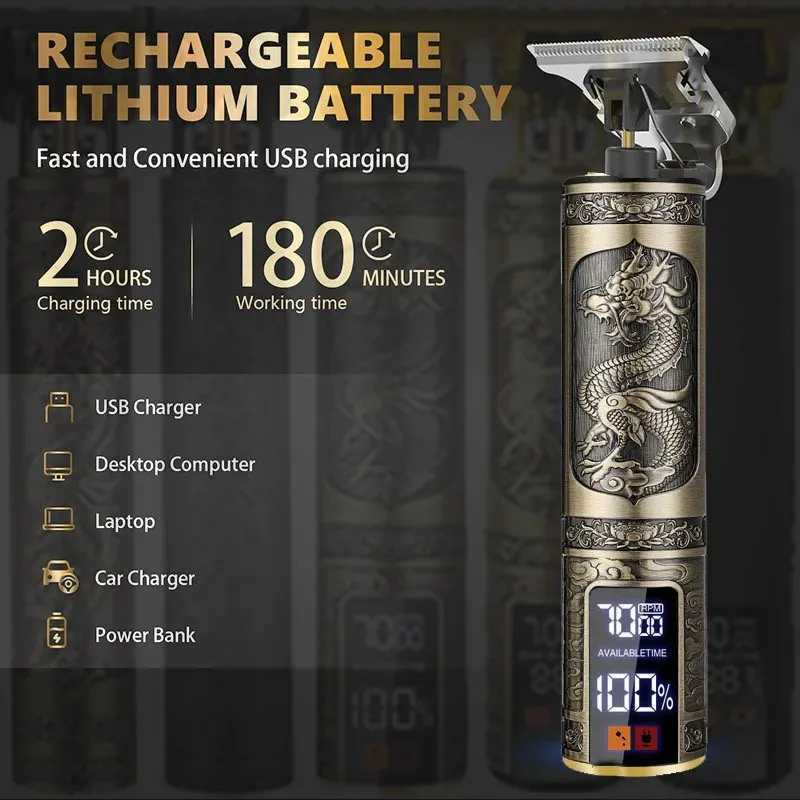 Digital Display Dragon Retro Wireless Womens Hair Salon Beard Body Professional Electric Shaver Machine M241212