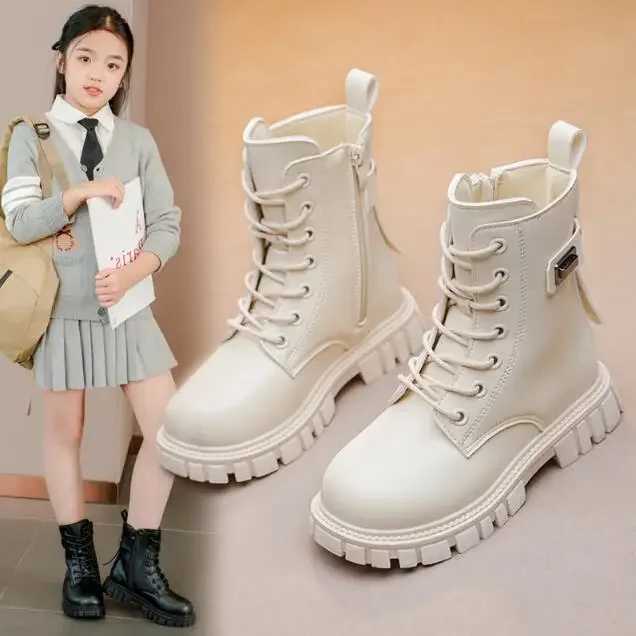 Boots Patent Ieather Kids Winter Children Fashion Ankle Baby British Shoes For Girls Boys shoes Toddler Warm Snow H2412123XYW