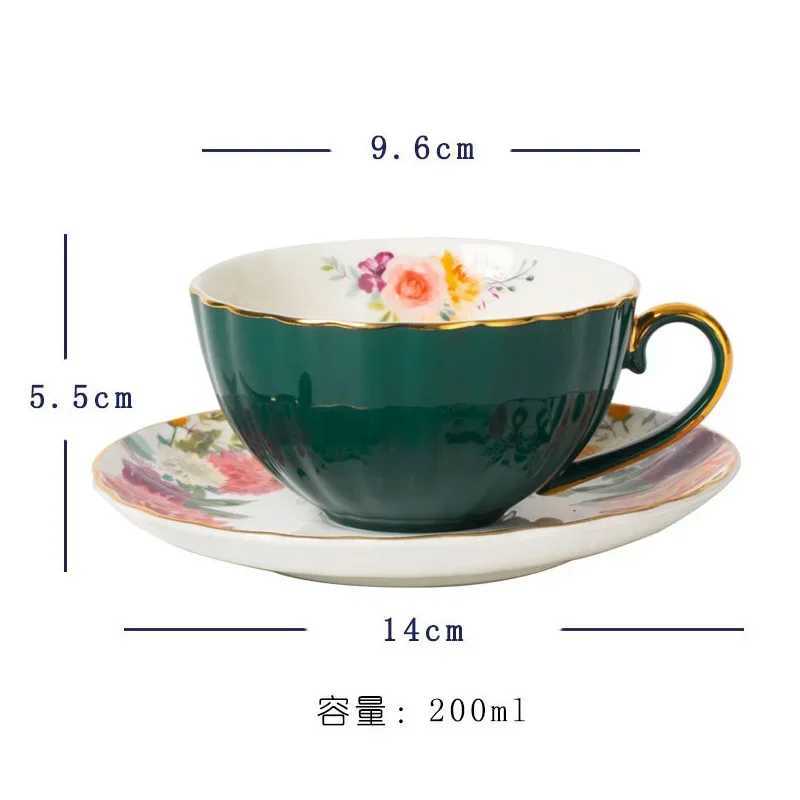 Ceramic G Bone Porcelain European Light Luxury Coffee Cup Plate Vintage Flower Tea Cup Wedding Gift Y241211