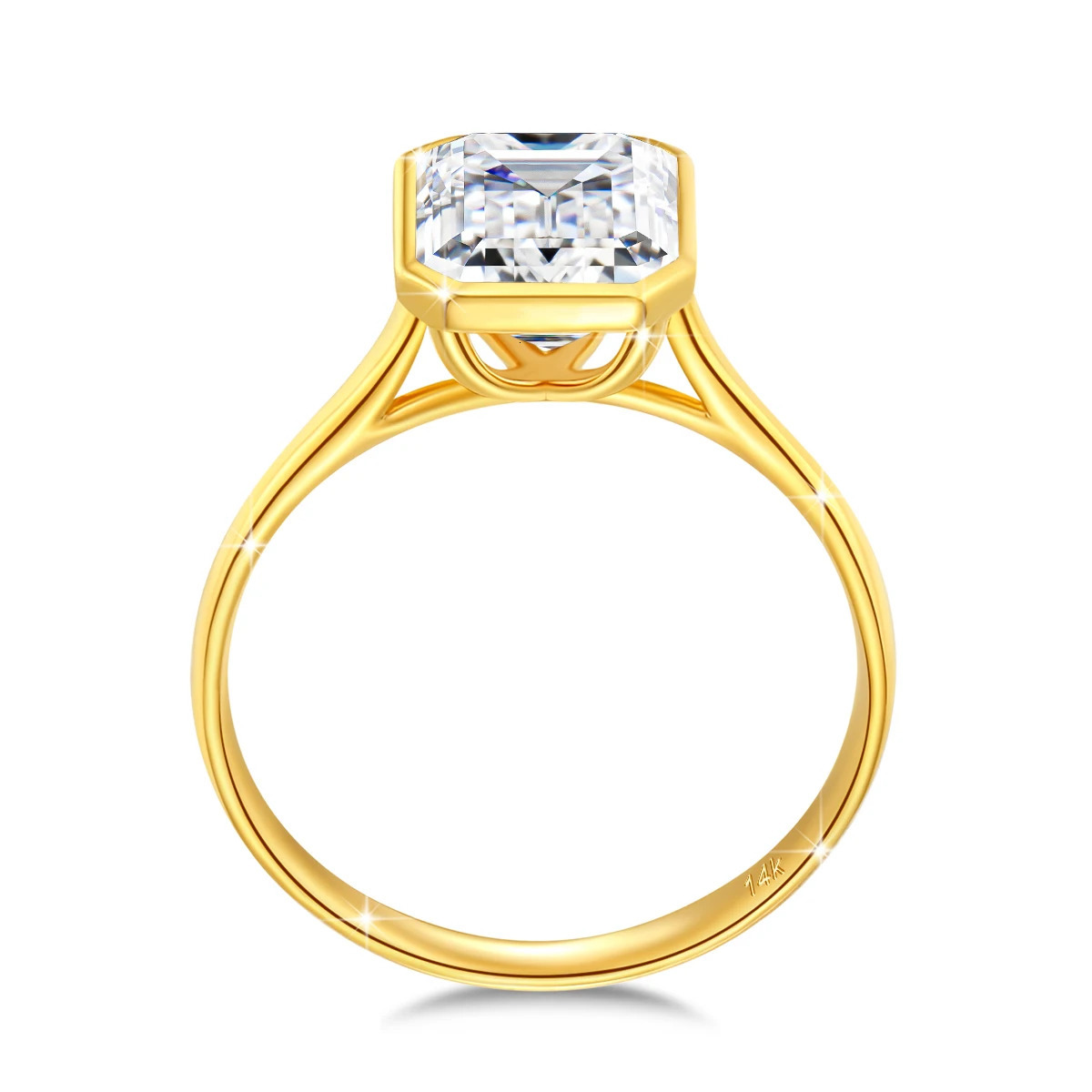 Womens gold ring 3 jadeite cut diamond womens jewelry hollow 14K 241210