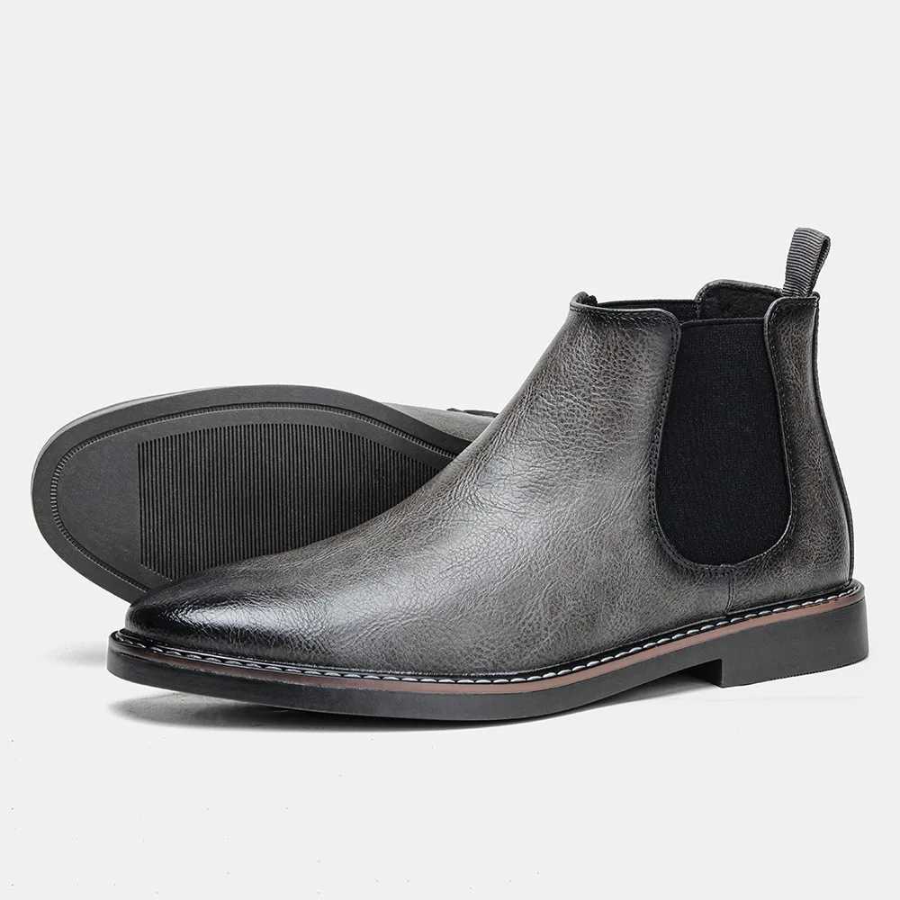 2024 New Luxury Mens Chelsea Boots High Quality Men Work Boots comfortable Business Leather Shoes Brand Mens Ankle BotasXJ250217