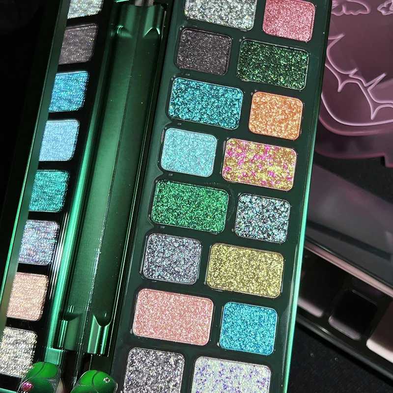 16 Color Green l Eyeshadow Makeup Palette Waterproof Lasting Diamond Glitter Eyeshadow Sparkling Crystal Eye Makeup CosmeticW241212