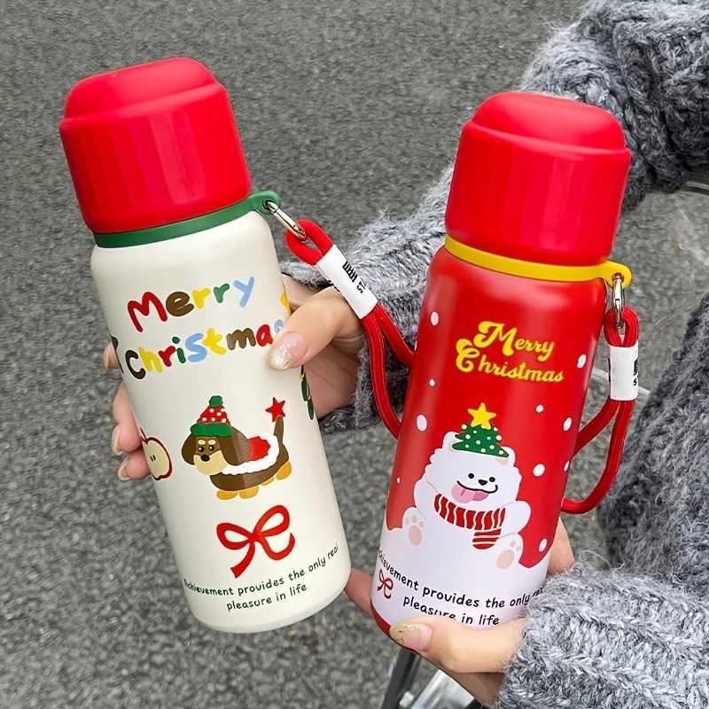 1 new Christmas dog stainless steel crazy cup for students to drink directly at school 550ml suitable for outdoor travel Christmas gift Y241211