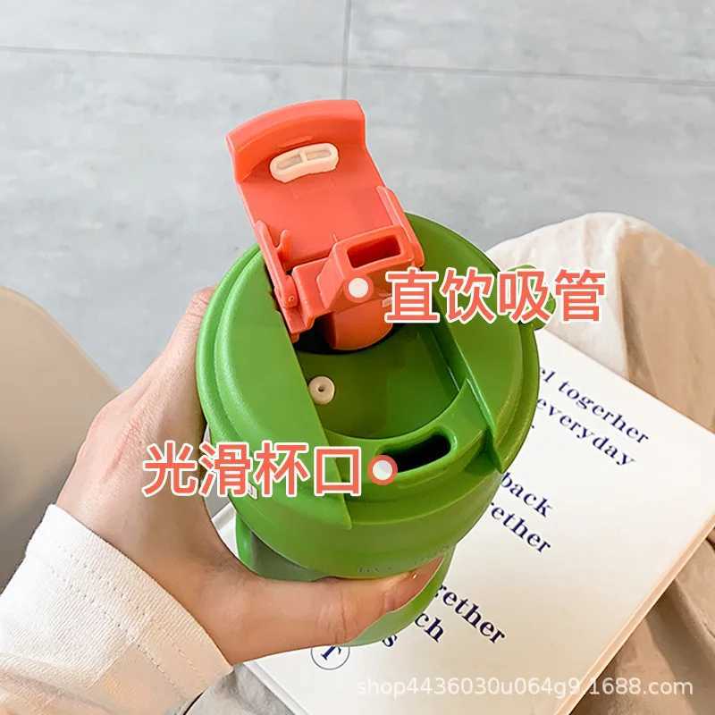 Hot Crazy Portable Water Bottle Cup with Straw Stainless Steel Aesthetic Water Bottle Travel G Coffee Y241211