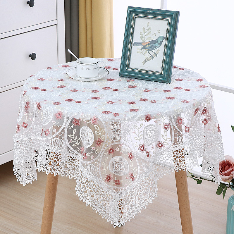 2025 Embroidered Fabric Tablecloth Lace Dining Square Coffee Table Cloth