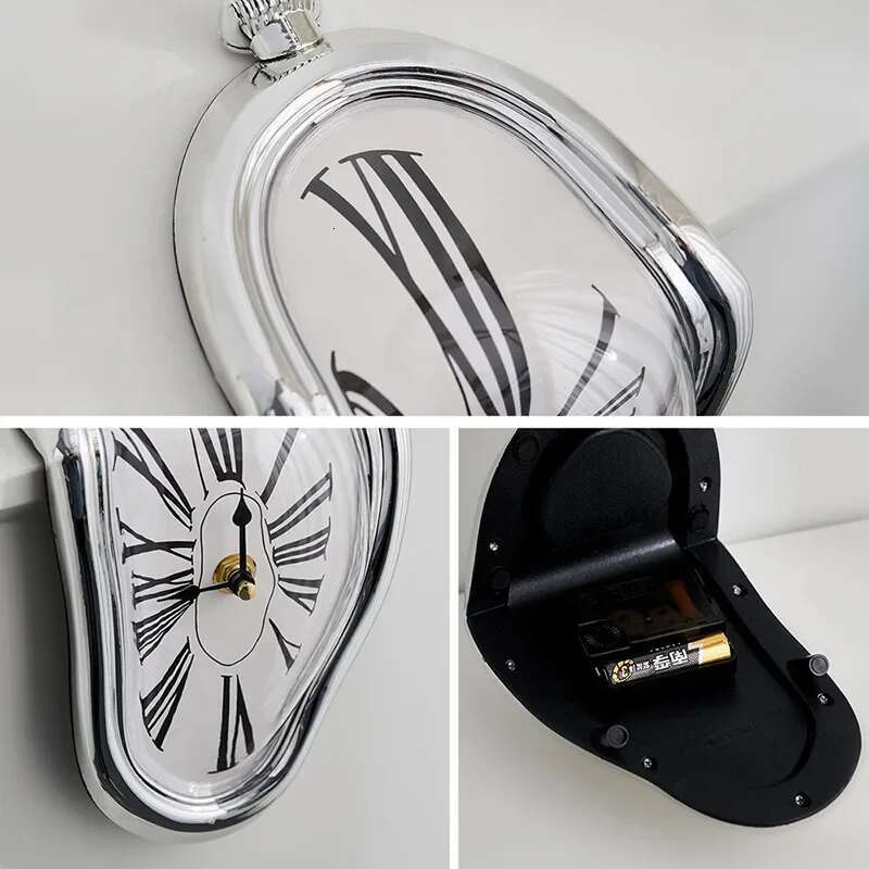 2024 New Novel Surreal Melting Ditorted Clock Surrealit Saador Dali Style Wall Watch Decoration Gift Home Garden