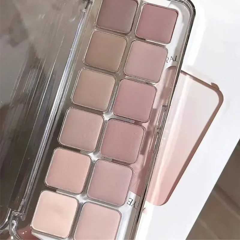 12 color low saturation eye shadow palette full matte Korean tea almond eye shadow palette daily makeup lasting eye shadowW241212