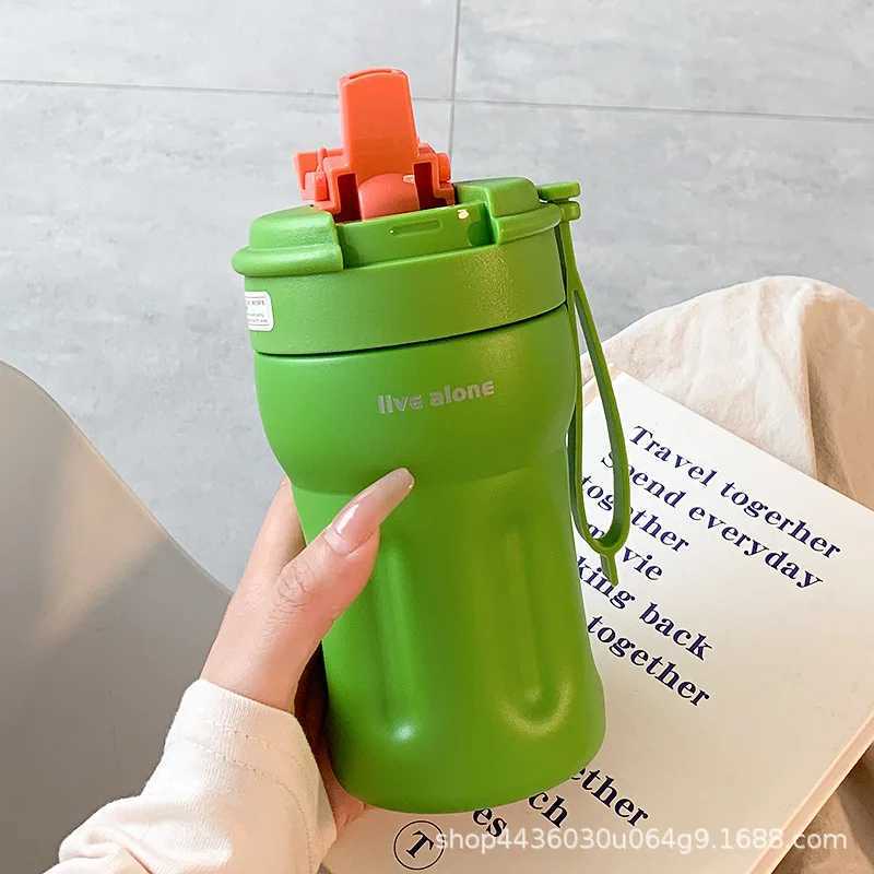 Hot Crazy Portable Water Bottle Cup with Straw Stainless Steel Aesthetic Water Bottle Travel G Coffee Y241211