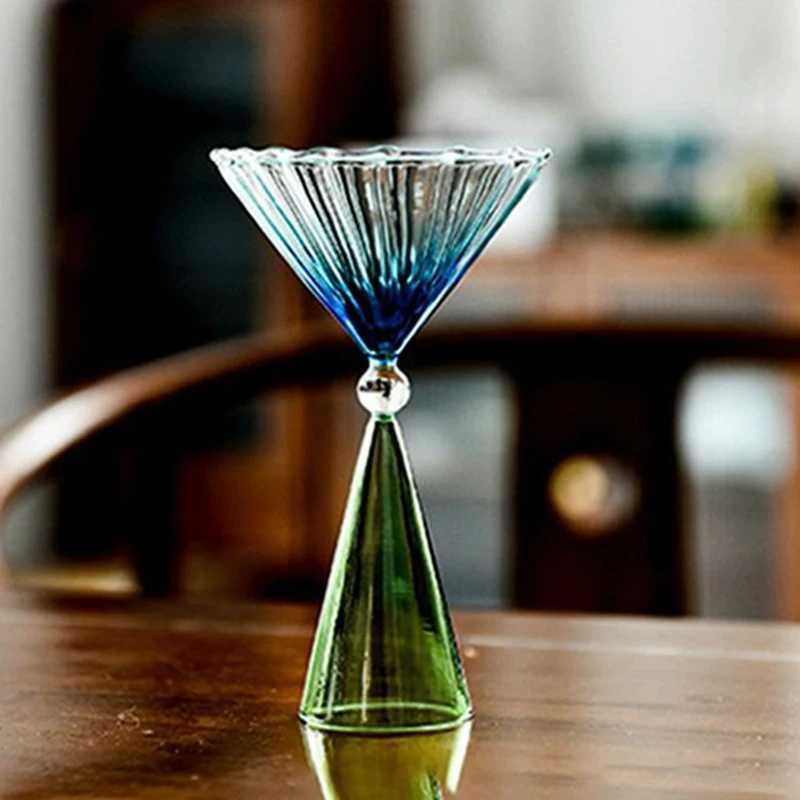 Gradient Cup Creative Two Tone Irragar Water Sensing Wine Cup Mojito Champagne Margarita Cocktail Premium Ripple Cup Y241211