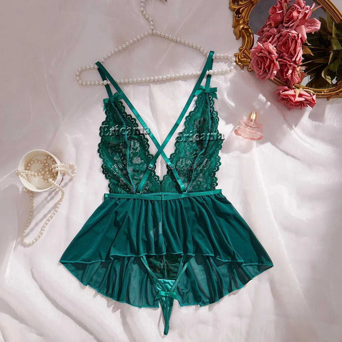 2024 Sexy Lingerie Crotchless Lace Bra And Panty Underwear Set Women Lace Comes Open Bra Underwear Sexy Bodysuit Dress WomenXJ241212