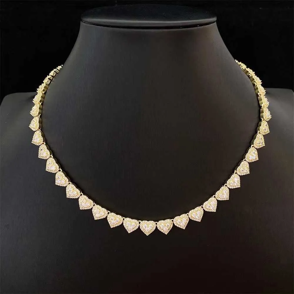 Pendant Necklaces Fine Hip Hop Sier Vvs Moissanite Dia Iced Out Heart Bracelet Tennis Chain Jewelry Women Men Necklace Drop De Otk8U
