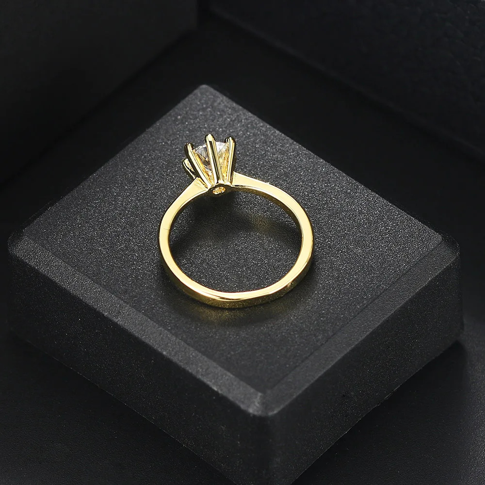 Classic 1 Crystal Womens Wedding Ring Zirconia Gold Engagement Anniversary Recommended Jewelry R174 241210