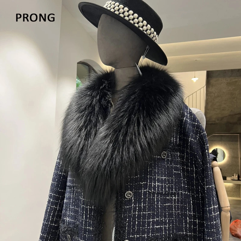 Natural Raccoon Fur Collar Real Fur Scarf Women Winter Neck Warmer Fur Shawl Wraps Scarves Men Coat Jacket Furry Collars 241212