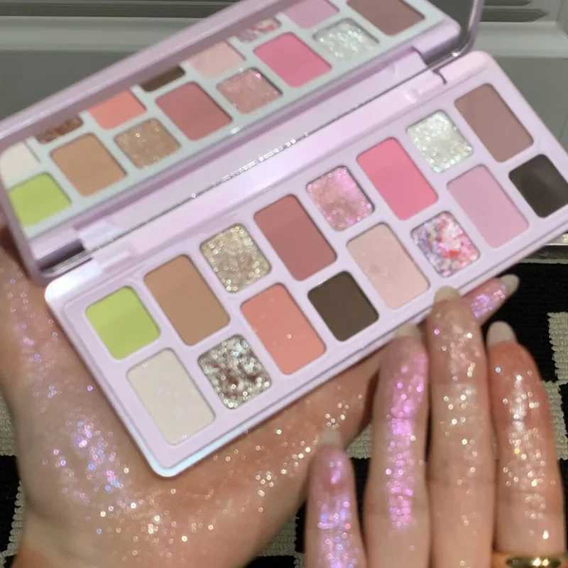 16 color glitter pink eye shadow smoke shimmer blue shimmer diamond glitter eye shadow makeup palette cosmeticsW241212