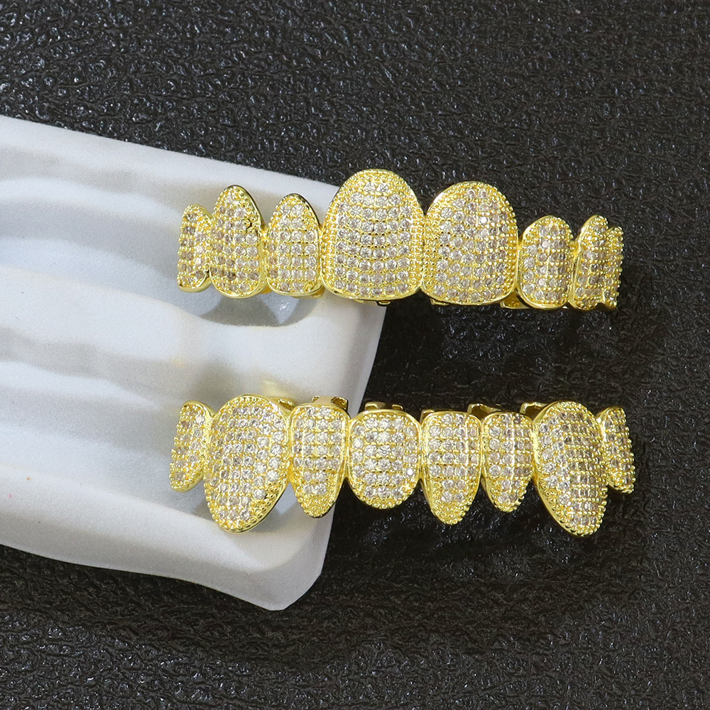 Iced Out Hip Hop Dia Teeth Rappers Top 8 Bottom Gold Plated Sterg Sliver Custom Vvs Moissanite Grillz
