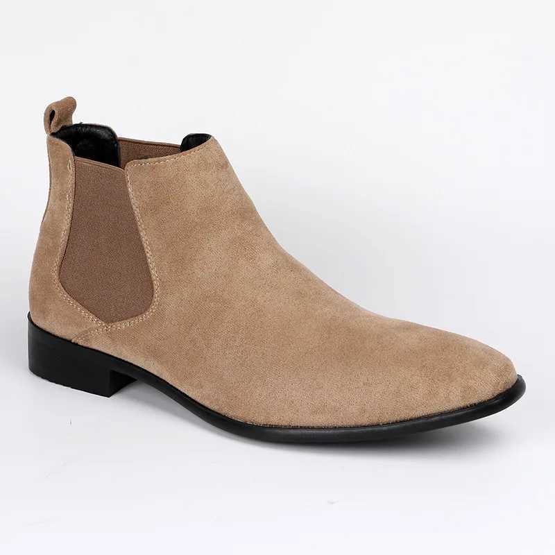 Mens frosted suede Chelsea Boots square toe mens autumn shoes with stylish mens ankle boots large size 48 D610XJ241212