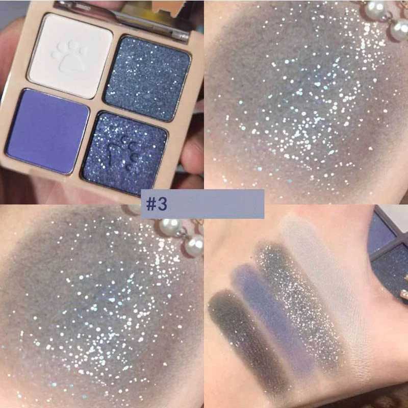 4-color eye shadow palette bright eye shadow cosmetics for women Klein blue green cute shiny matte eye shadow cosmeticsW241212