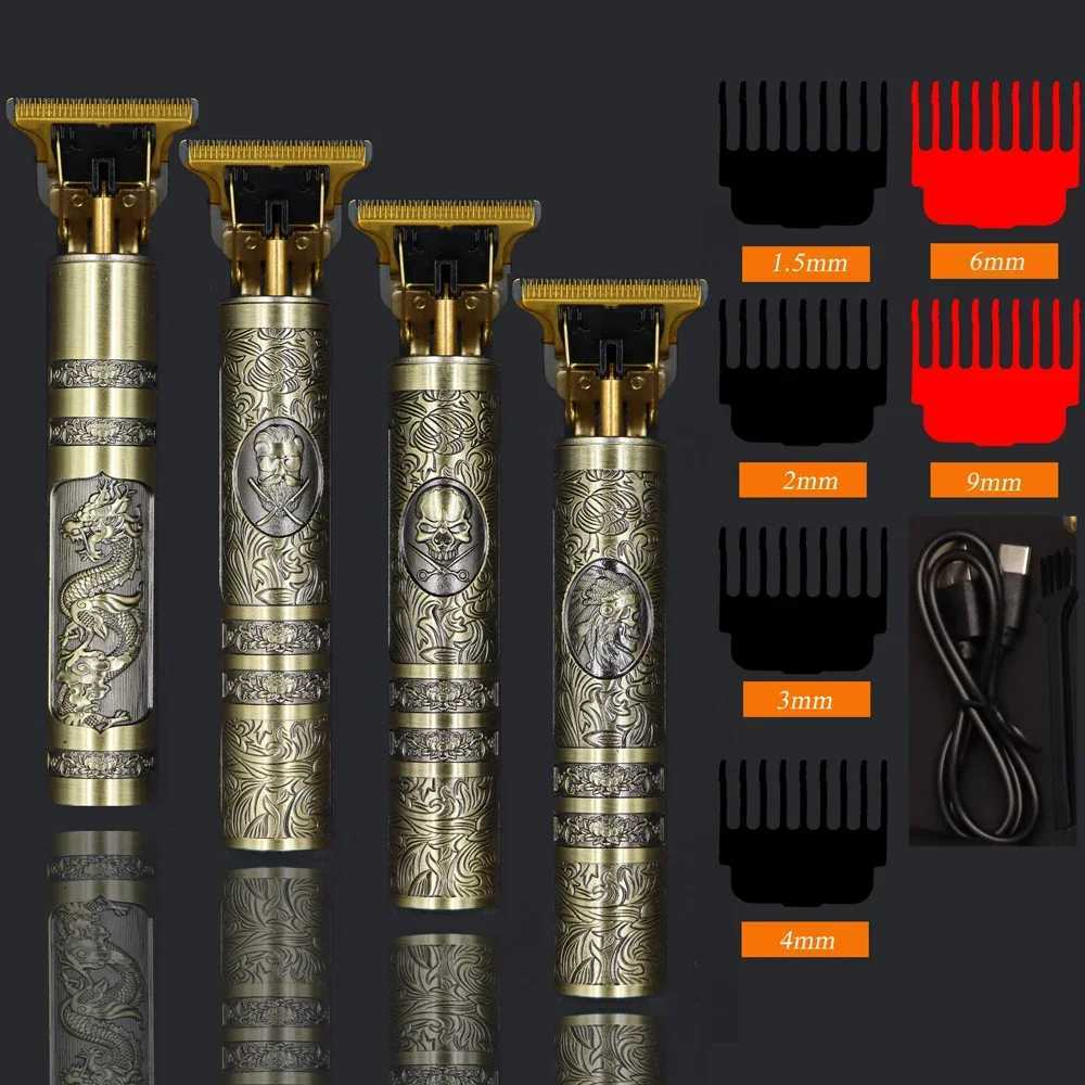 New 2022 Vintage T9 0MM USB Electric Hair Cutting Machine Cordless Hair Trimmer Clipper Barber Professional Beard Trimmer For Me W241212