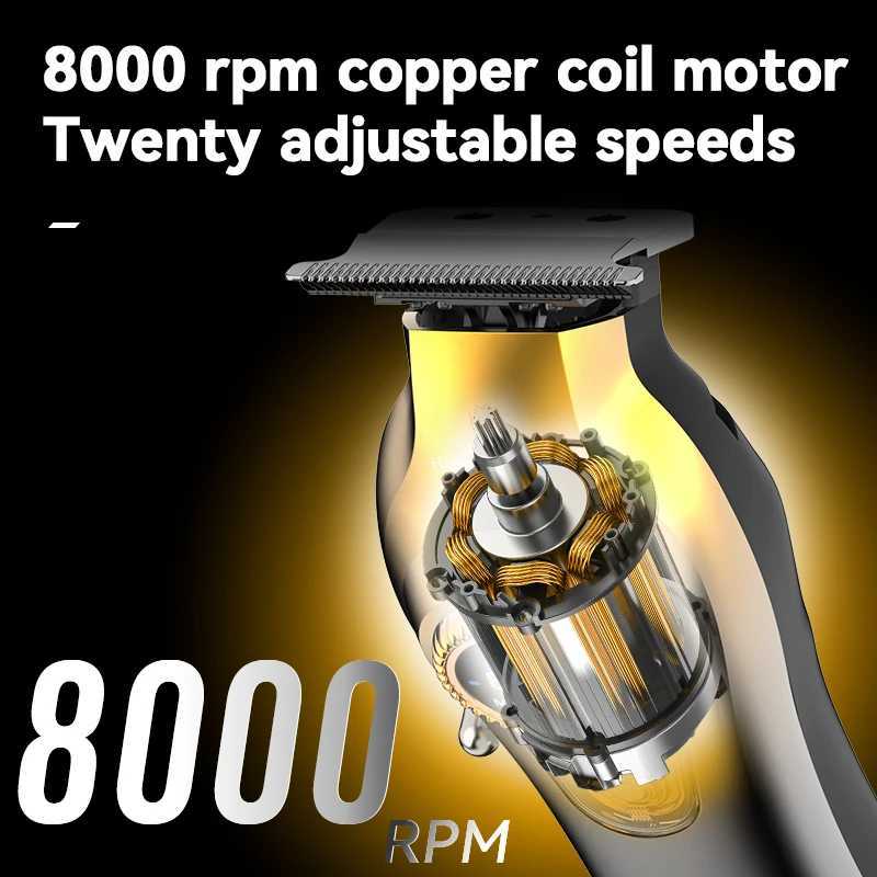 Chemical Hair Clippers Smart Digital Display Electric Trimmer Hair Clipper High-speed Engraving Scissors KM-1677 W241212