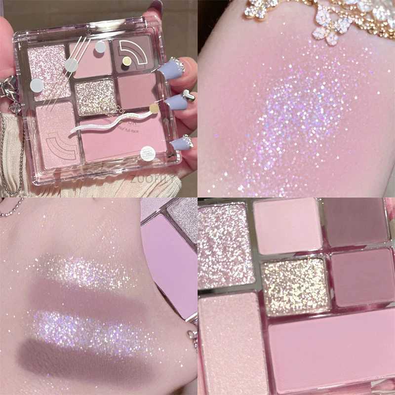 Pink Black Color Shimmer Eyeshadow Palette Glitter Sequins Shiny Eye Shadow Eye Pigments Millennial Style Girls Makeup PaletteW241212