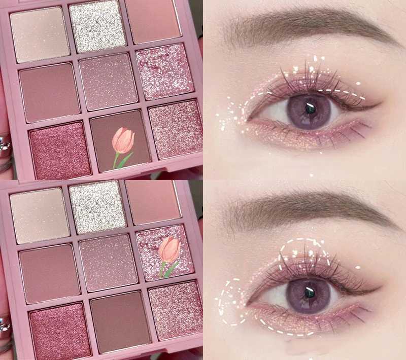 New Smoke Rose 9 Color eye shadow Palette Matte Earth Color eye shadow Makeup Palette Waterproof Korean MakeupW241212
