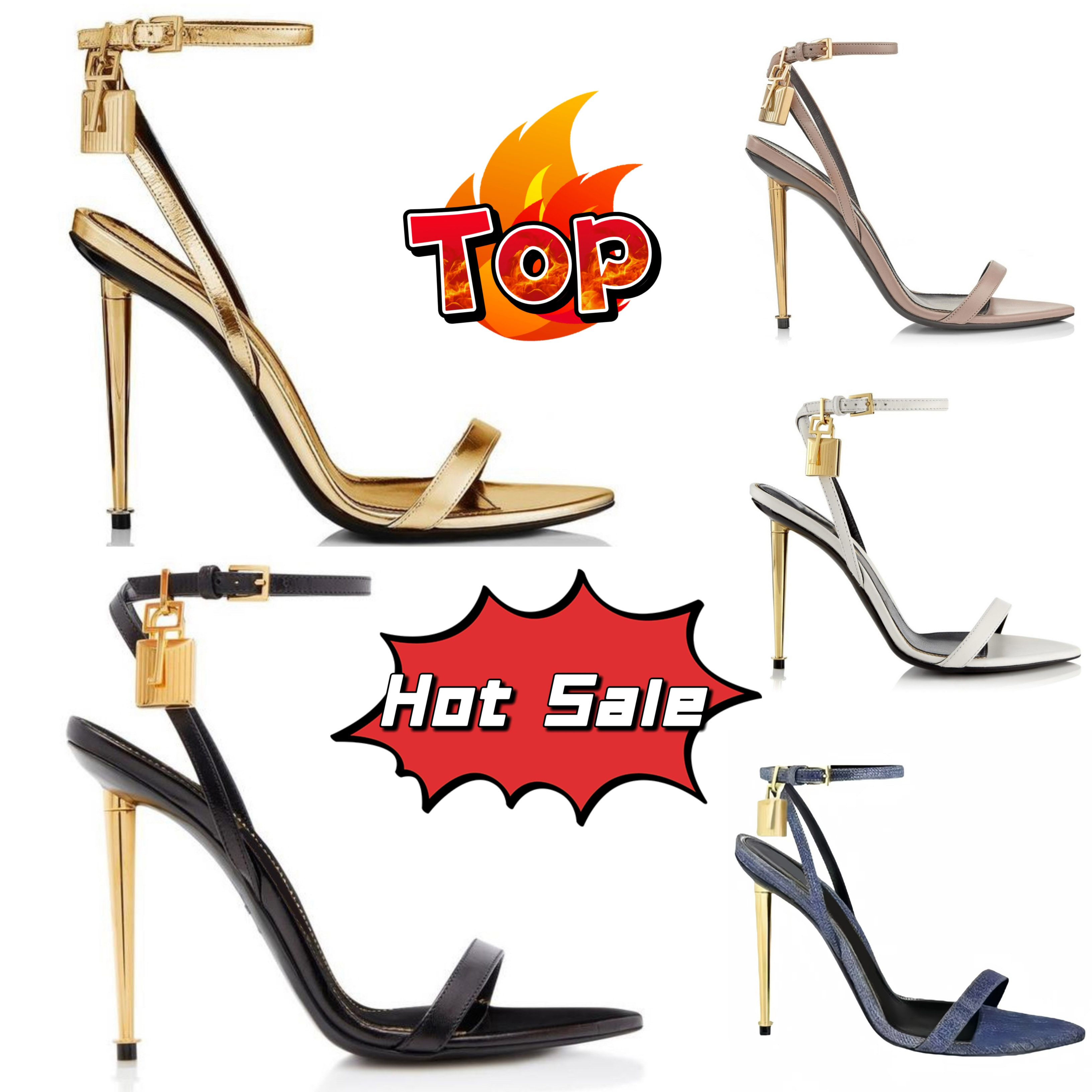 heels designer shoes women sandals gold lock decorative high heels fashion luxury silver Pumps dress shoes party shoes evening shoes top quality EU35-42