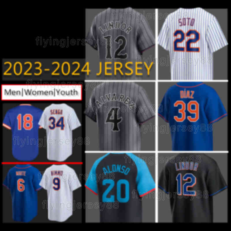 Francisco Lindor Baseball Jersey 22 Juan Soto Alvarez Kodai Senga Brett Baty 2024 City Connect Edwin Diaz mets Brandon Nimmo Jeff McNeil Starling Marte Dwight Gooden